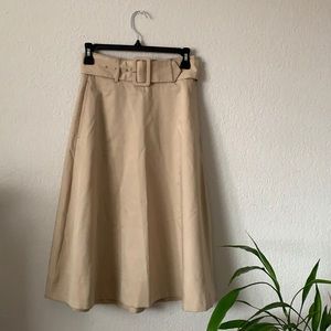Basic beige tan midi skirt a-line